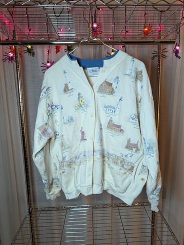 (Gr. L) TOLLE SEEN Leuchtturm Strickjacke von ARTISANS Sunchein Vintage Pullover