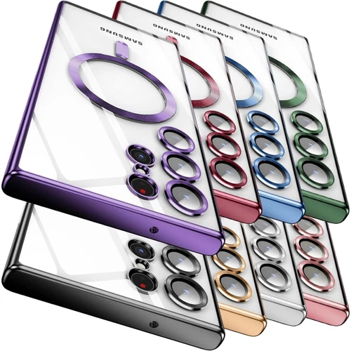 For Samsung Galaxy S24 S25 Ultra/Plus S21 Plating TPU Case Clear Mag Safe Cover
