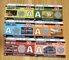 6x TTC Toronto Metropasses from 2012 January April May July August November