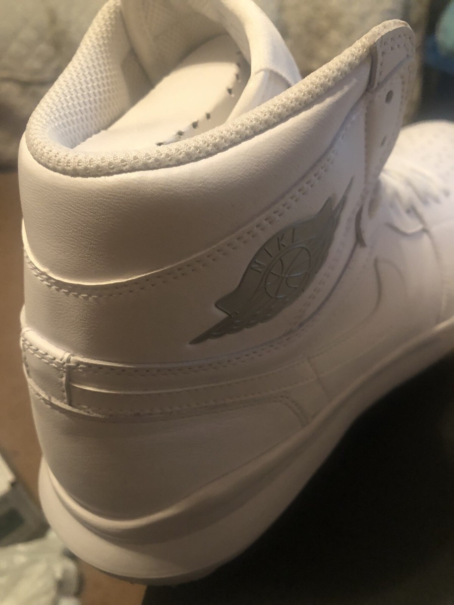 Sz 10.5 Nike Air Jordan 1 Retro Golf Cleat White Metallic  display picture 3