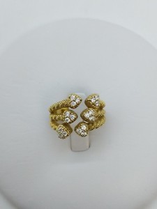 Authentic Judith Ripka Sterling Silver Gold Plated Cubic Zirconia Hearts Ring - Size 6