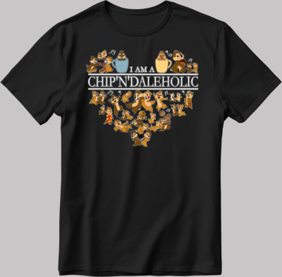 I Am A Chip'n' Daleholic kurzärmeliges weiß-schwarzes Herren-Damen-T-Shirt C554