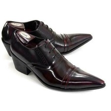 Mens Pointy Toe Low Top Leather Highten Lace up business Wedding shoes