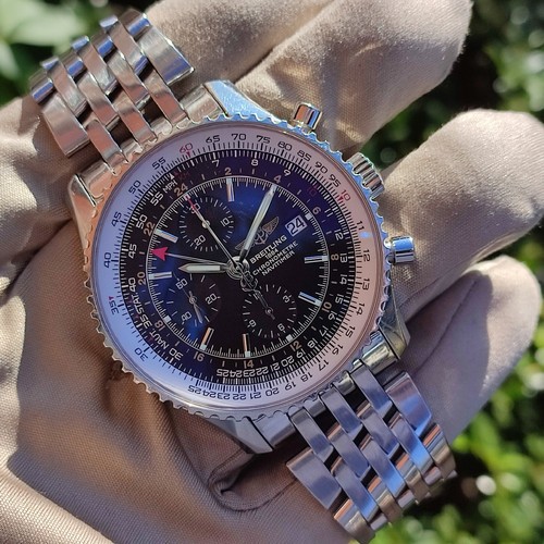 Breitling WATCH GMT WORLD 46MM Black DIAL on bracelet box and papers REF# A24322