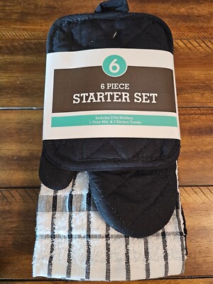 Ritz - 6 Piece Kitchen Towel, Oven Mitt, Pot Holder - Starter Set - New