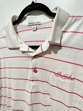 Peter Millar Sea Island Golf Polo Shirt Size L Pink White Striped