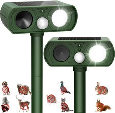 2-Pack Solar Ultrasonic Animal Repellent Motion Sensor Yard Garden