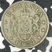 1924 Romania 1 Leu Lot#C8283