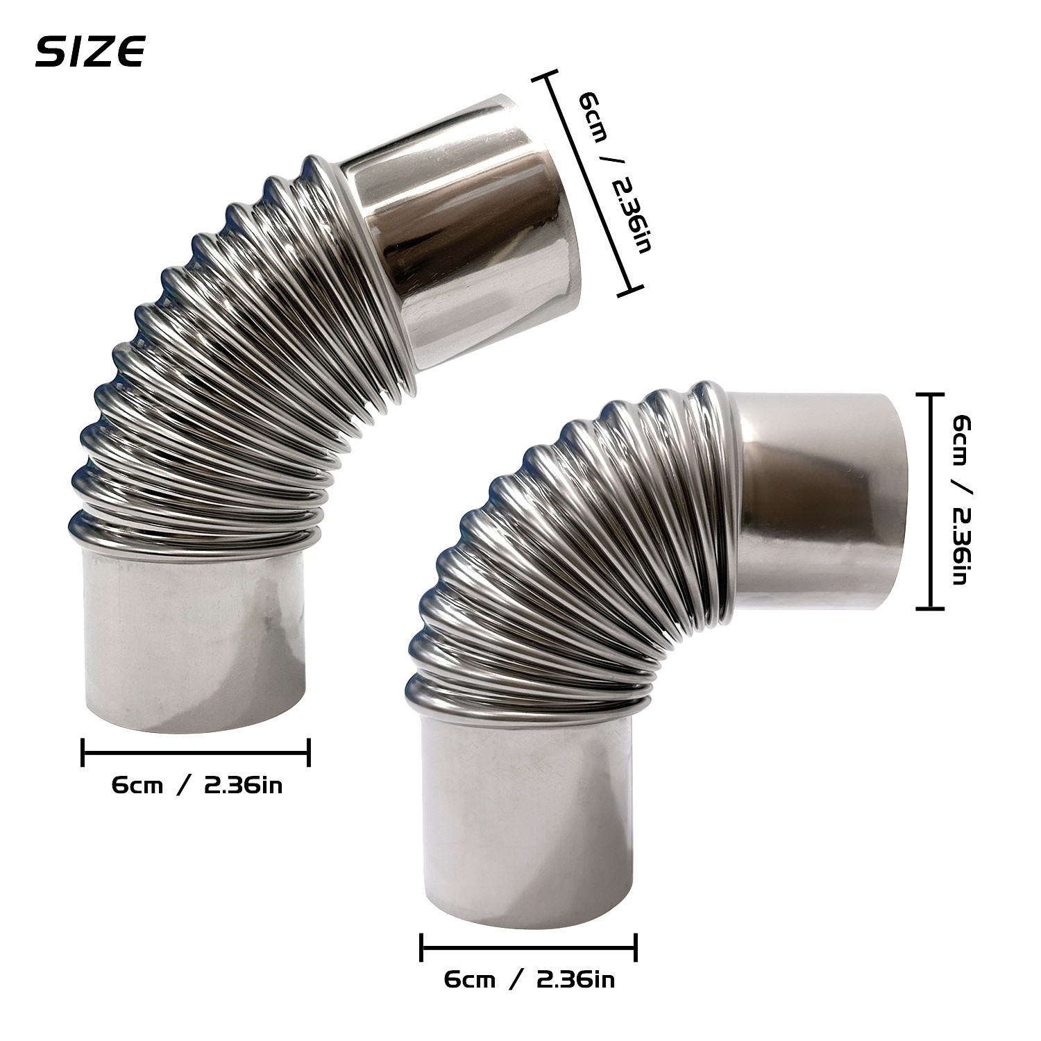 Elbow Pipe 2 PCS 90 Degree Chimney Stainless Steel Flue for Camping Wood Stove