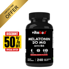 Melatonin 20mg High Potency Natural Sleep Aid Berry Flavor 240 Fast Dissolve TAB