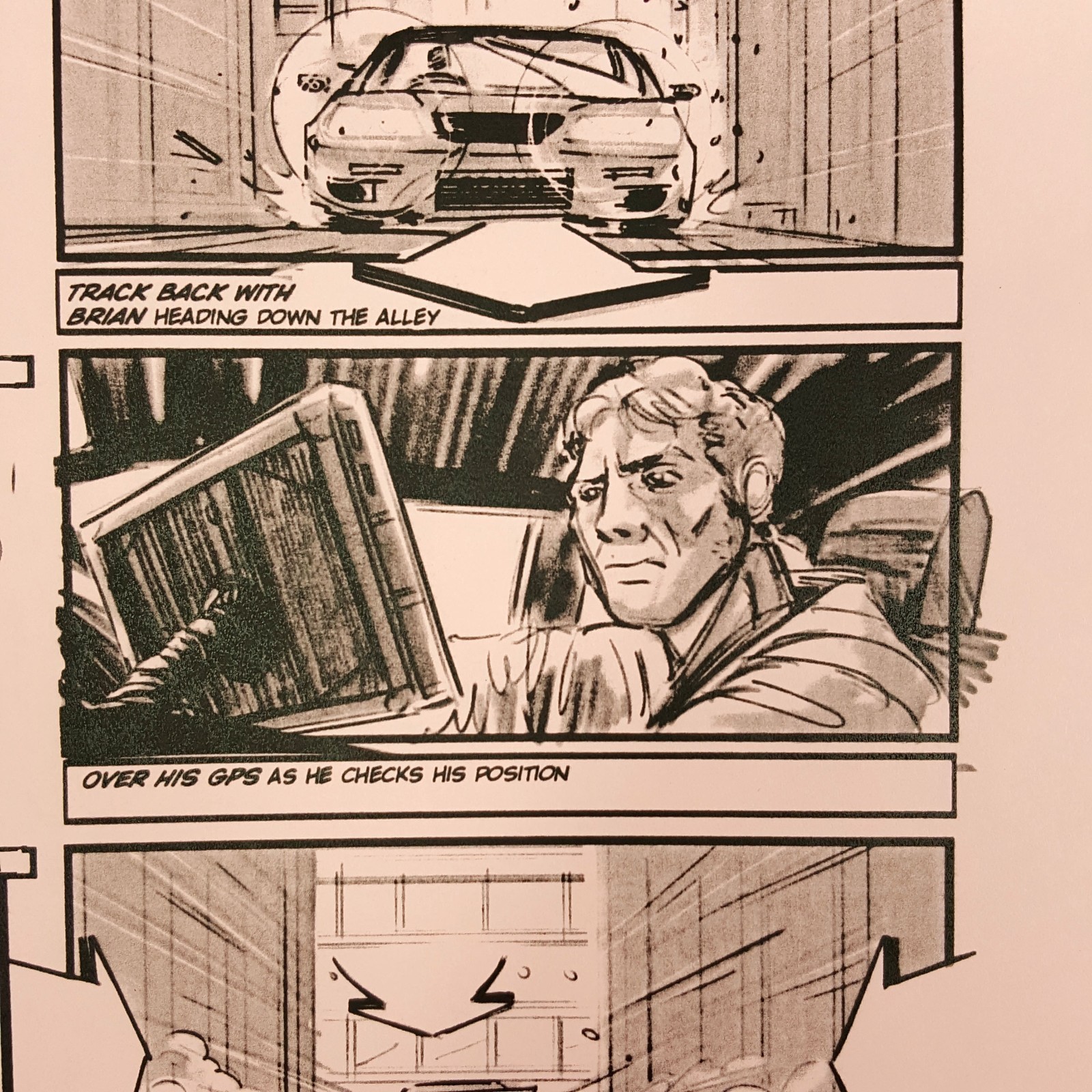 Image 7 of Fast and Furious 4 Production Used Storyboard, Brian Races Through Alley p73 COA