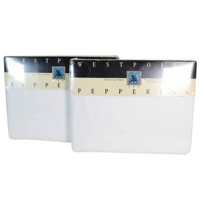 WestPoint Pepperell Twin Flat Sheet Set of 2 White No-Iron Percale 180 TC USA