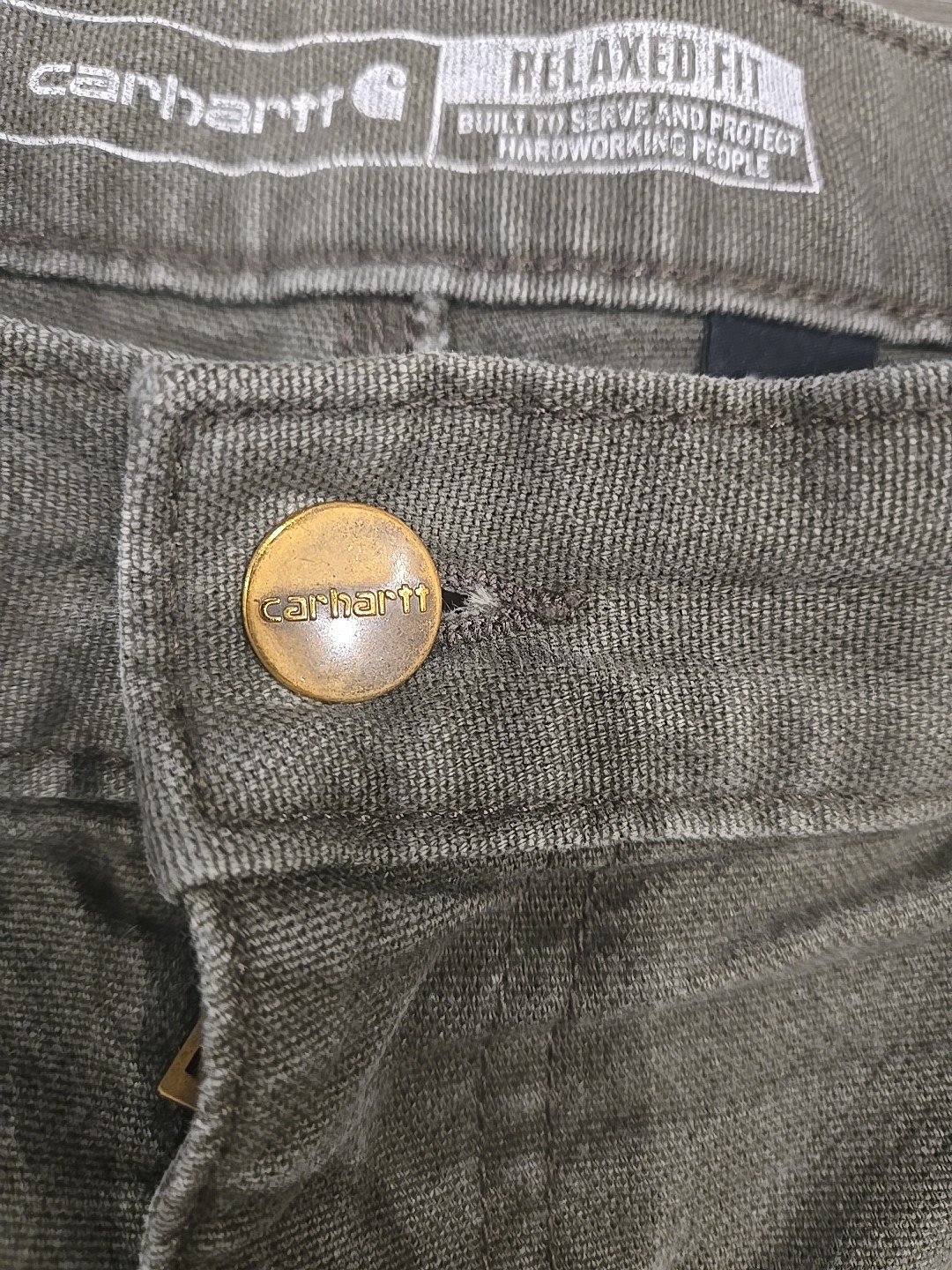 Carhartt Double Knee Pants Mens 36x34-Tag Olive Green Canvas Relaxed Fit Utility thumbnail 4