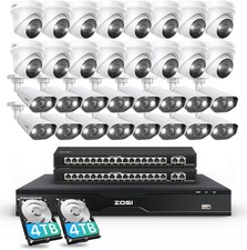 ZOSI 32CH 32pcs 8MP PoE Security Camera System AI Detect 2 Way Audio with 8TB