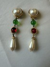 Vintage Les Bernard Signed Faux Pearl Dangly Clip-on Earrings — photo 7