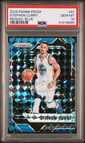 Stephen Curry 2016-17 Panini Prizm Mosaic Blue Prizm PSA Gem Mint 10! Warriors