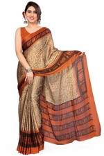 Women's Chiffon Ikkat Abstract Printed Saree with Blouse Piece