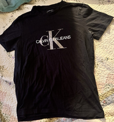 Calvin Klein Jeans Unisex Black Cotton Short Sleeve Logo T-Shirt Size S