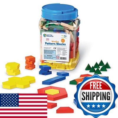 Learning Resources Wooden Pattern Blocks - Educational Toys And Tangram Puzzle
