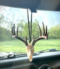 Deer Skull Rearview Mirror Hanger Whitetail Buck Antler Car Truck Decor