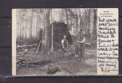 VICTORIA, GIPPSLAND, BUSH BLACKSMITH, 1905 ppc., TOORAK to South Australia.