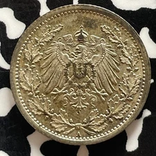 1915-A Germany 1/2 Mark Half Mark Lot#T5161 Silver! High Grade! Beautiful!