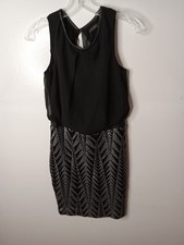 GUESS Silver Women's Size 0 Sequin Chiffon Blouson Dress . PARTY