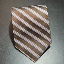 Daniel Cremieux Brown/Blue Striped 100% Silk Tie Handmade in USA