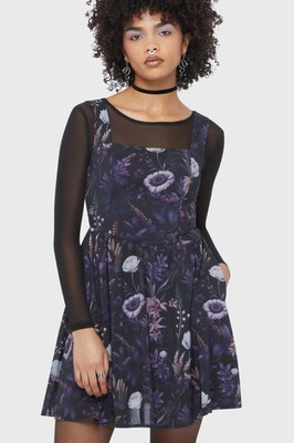 Killstar Dusk S Garden Mini Dress Womens Square Neck Goth Alternative