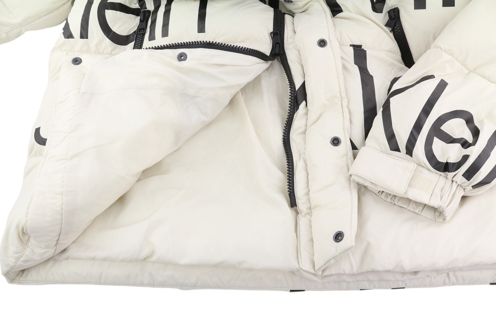 CALVIN KLEIN Disrupted Logo Men Jacket L White Quilted Hooded Insulated RRP365 * thumbnail 6