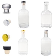 12X 500ml Whiskey Liqueur Spirits Gin Bottles w/ Glass/BLK/Gold/Silver Cork Lid