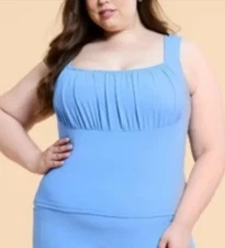 NEW Blogilates Women's Bow Back Tank Top Cool Blue Size 1X