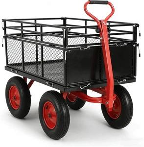 Panier de jardin, 1400LB Chariot d'utilité en acier lourd de jardin Wagon Lawn extérieur