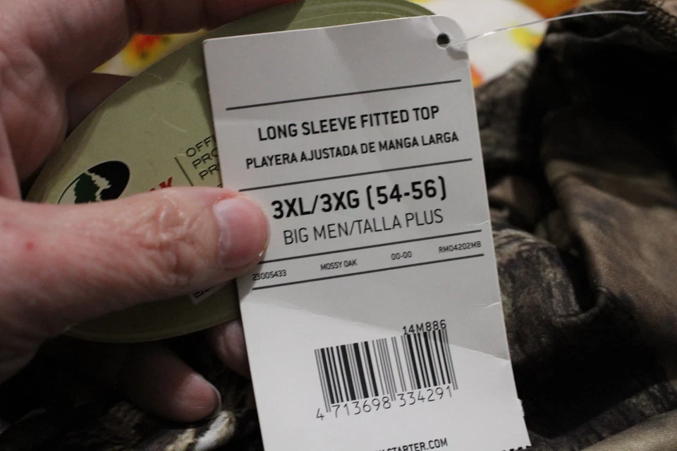 BNWT Starter Fitted Man's Mossy Oak Camo Long Sleeve Fitted Shirt 3XL 54-56 - Image 3 of 4