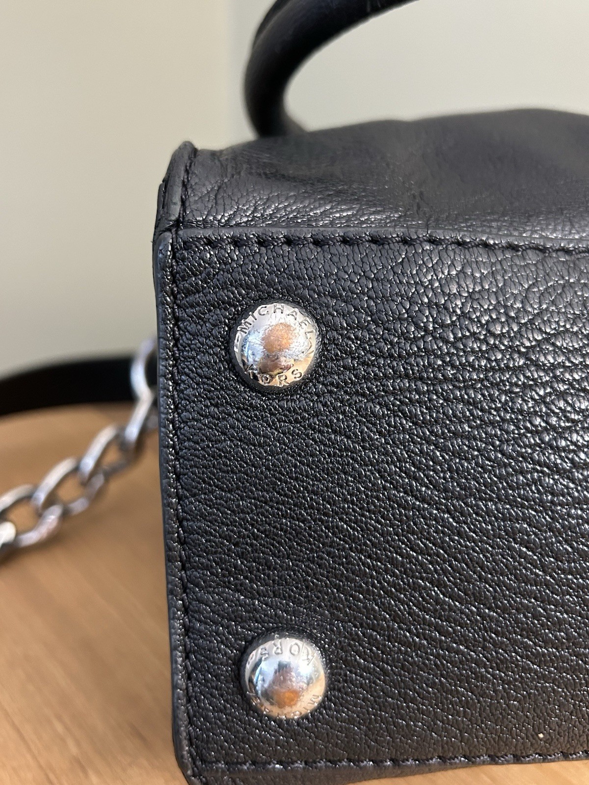Michael Kors Hamilton Black Leather Medium Satchel 45715 image 8