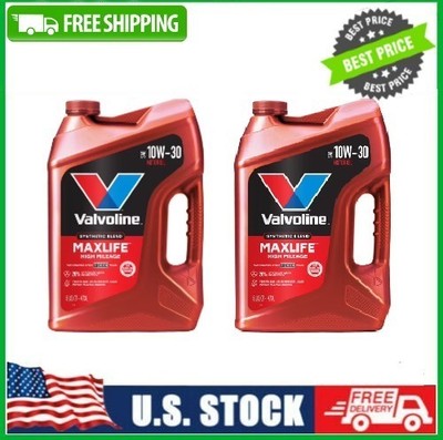 2 Pack Valvoline High Mileage MaxLife 10W-30 Synthetic Blend Motor Oil 5 QT