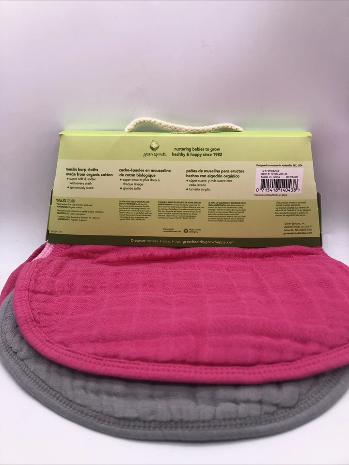 Paños para eructos de muselina Green Sprouts hechos de algodón orgánico 4 capas absorbentes Foto 2 de 2