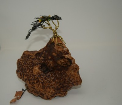 ART FRANK SUNSERI SIGNED SCULPTURE CALIFORNIA MONTEREY CYPRESS TREE WOOD METAL