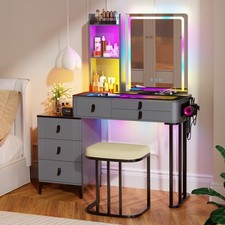 Makeup Vanity with Charging Station & LED Mirror