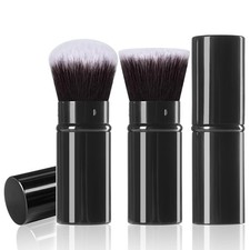 Retractable Kabuki Brush, 2 Pack Travel Foundation Face Makeup Brush Set Black