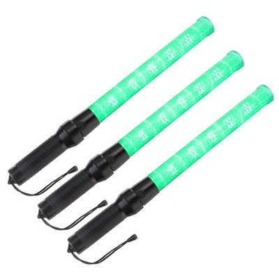21 Inch Traffic Wands, 3 Pcs 2 Flashing Modes LED Traffic Warning Light, Green