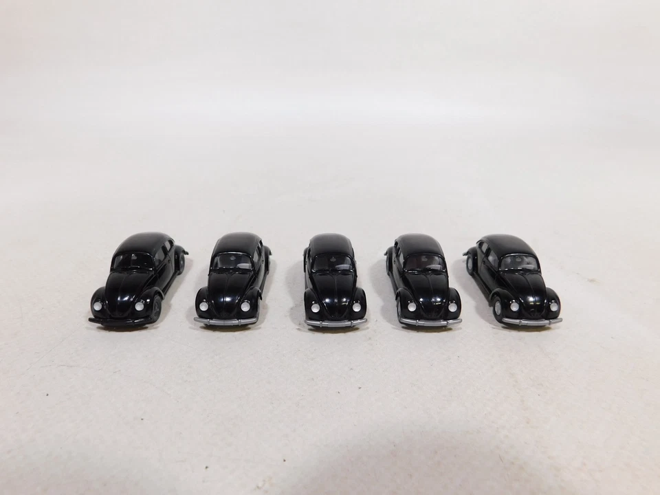 5X Wiking H0 1:87 Modello Volkswagen VW Brezelkäfer Käfer Nero Mint #DX144-0,5 - Immagine 4 di 4