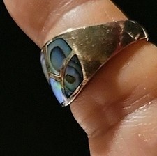 Vintage Thailand 925 Size 6.75 Abalone Inlay Ring