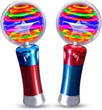 7.5 Inch Light up Magic Ball Toy Wands for Kids, Set of 2, Flashing LED Wands fo