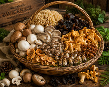 Frische Pilze und 1 Packung Pilzpulver f&uuml;r So&szlig;e - 15 g