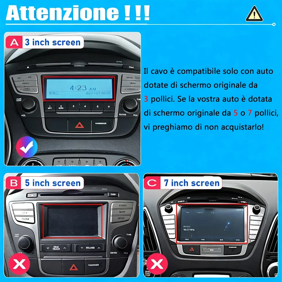Carplay Per Hyundai ix35 2010-2015 Android14 Autoradio Bluetooth GPS WIFI RDS BT - Immagine 2 di 4