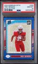 2024 Panini Donruss Optic Blue Glitter Trey Benson #293 PSA 10 RC Rookie Card. rookie card picture