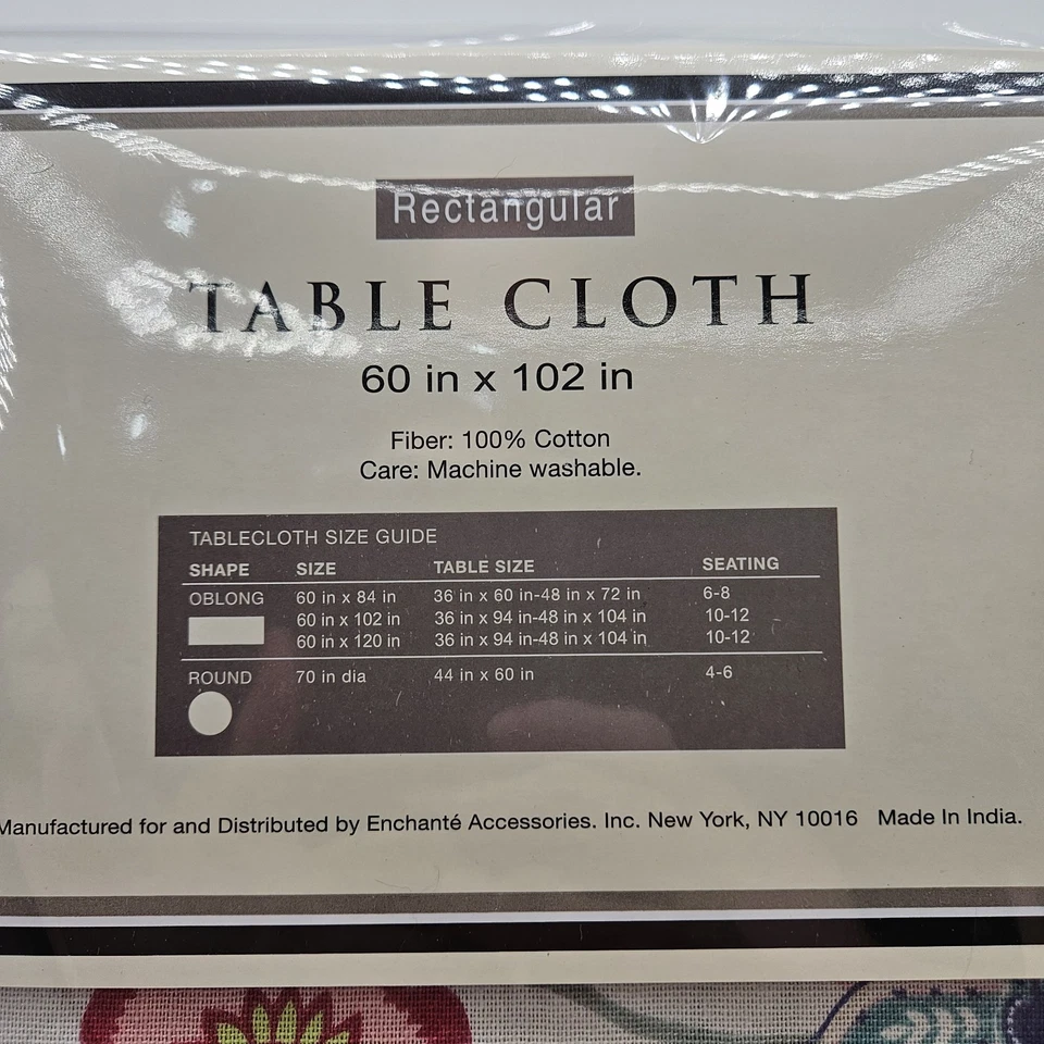 Raymond Waites Floral Tablecloth 60x102 Rectangular 100% Cotton Seats 10-12 New - Image 2 of 4