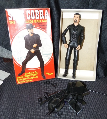 Vintage Marx Johnny West  Sam Cobra Action Figure Doll W Box & Accessories