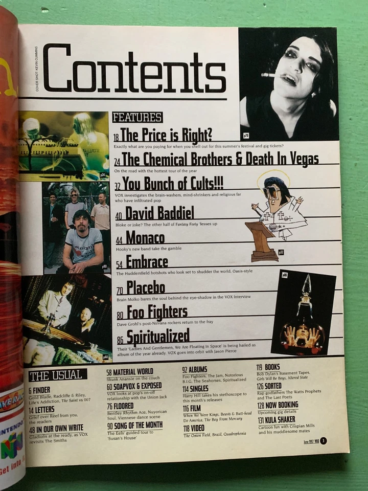 VOX Jun-1997 PLACEBO Smiths Embrace Monaco David Baddiel Foo Fighters Harry Hill - Image 2 of 2